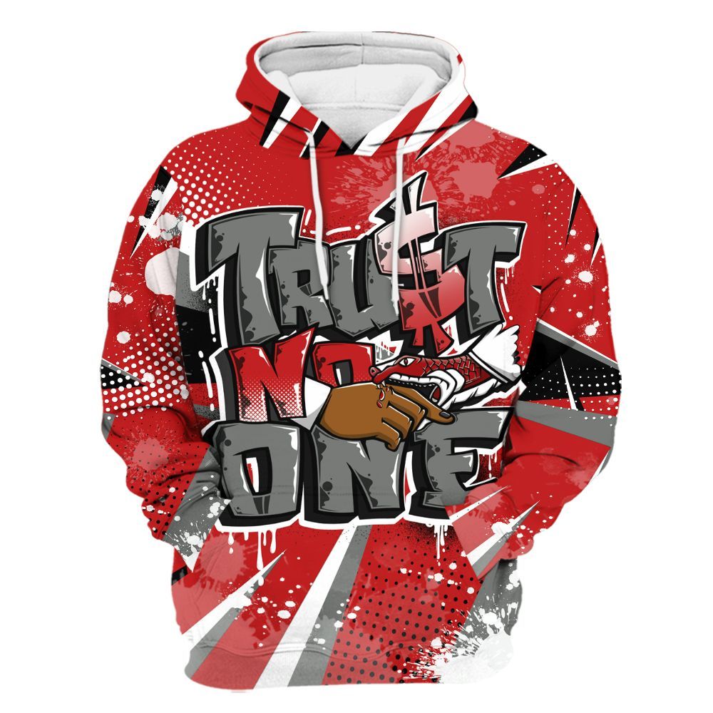 Hoodie To Match Bred Reimagined 4s - Poly Trust No One Dripping All Over Print