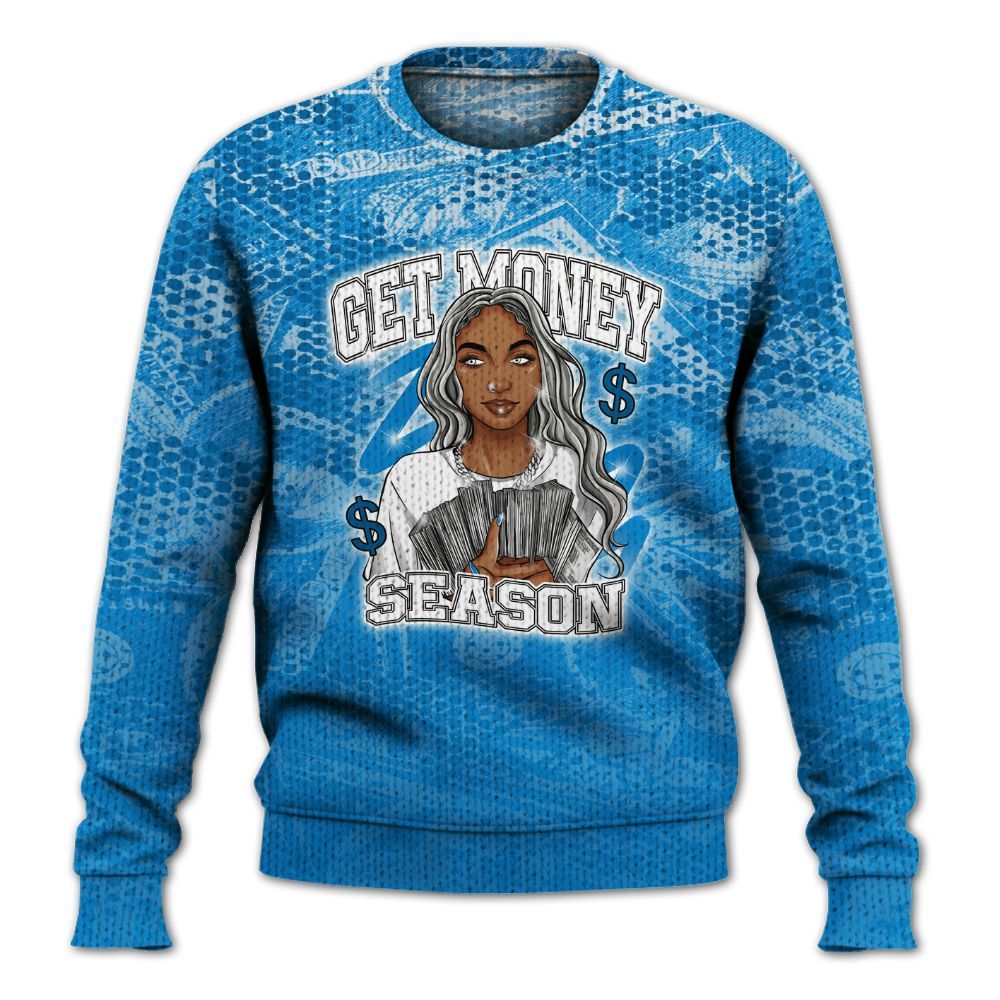 Knitted Sweater To Match Industrial Blue 4s - Get Moneys Season Banknote