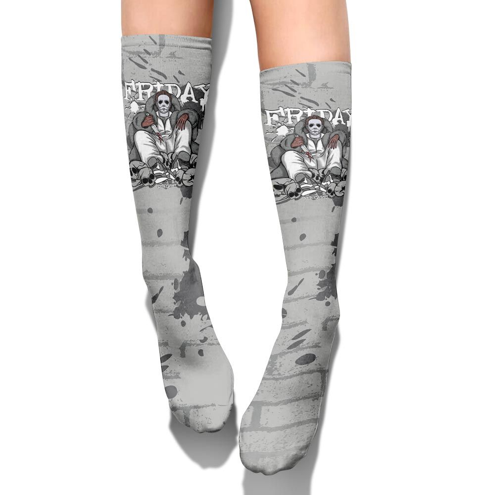 Sock To Match Retro Wet Cement 4s - Friday Halloween Brick