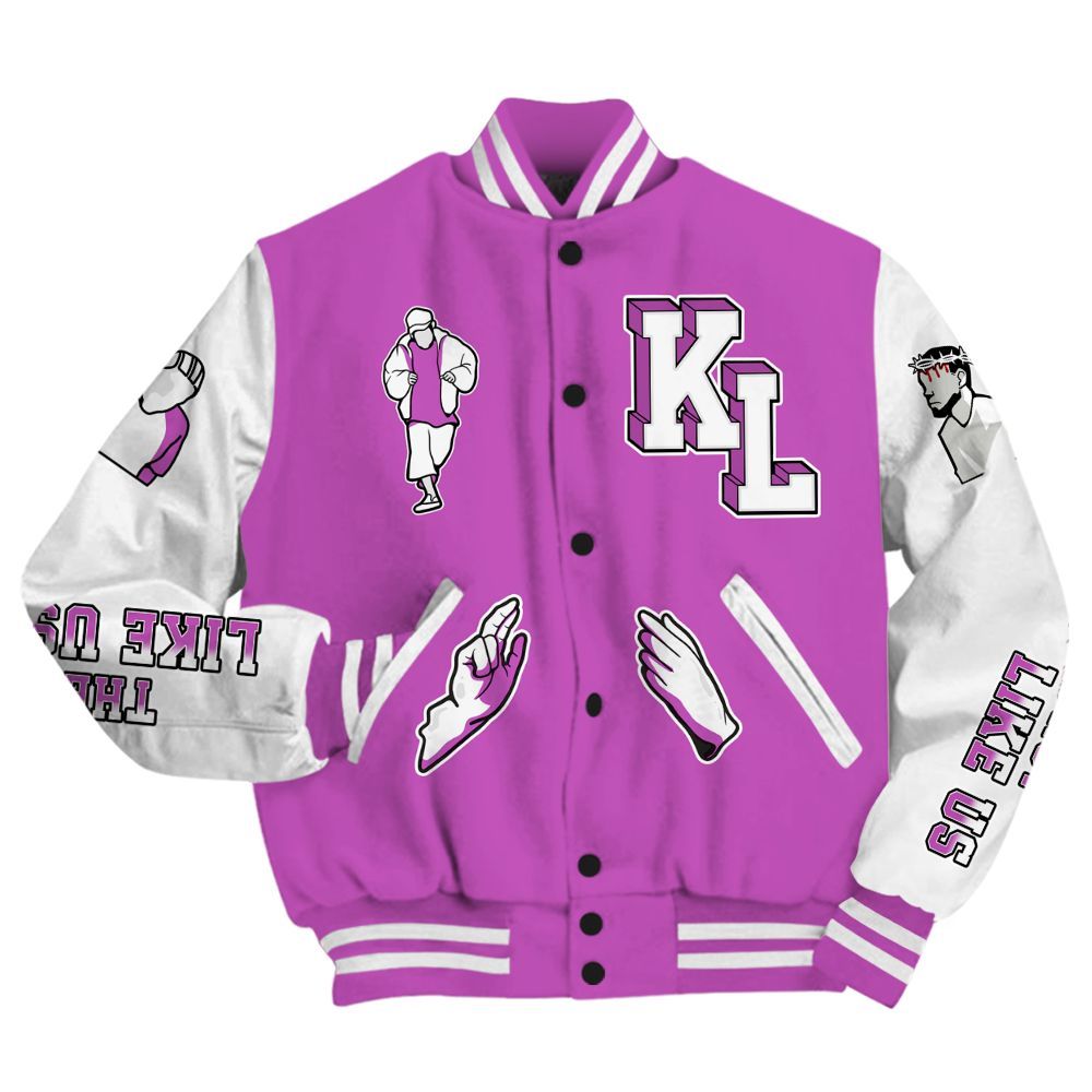 Varsity Jacket To Match Hyper Violet 4s - Dislike Us Graphic All Over Print
