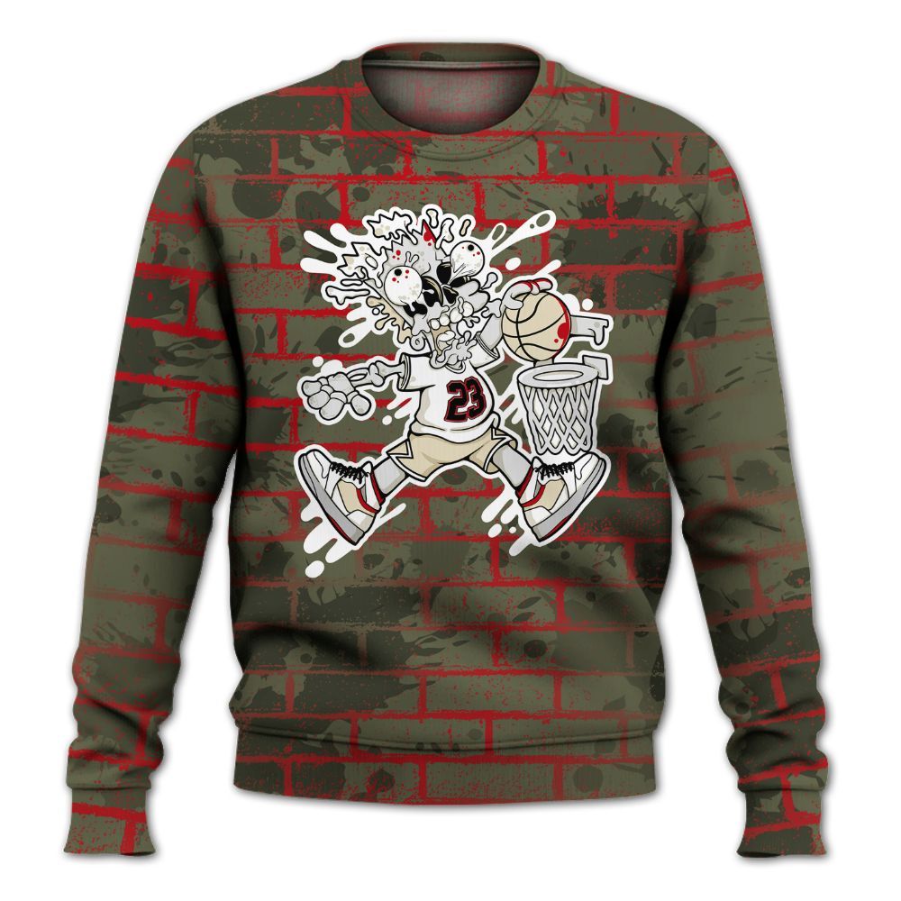 Sweatshirt To Match Travis Scott Low OG Medium Olive 1s - 85's Dunks Graphic Halloween All Over Print