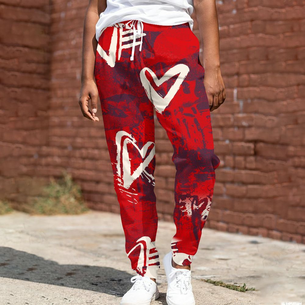 Sweatpant To Match Low OG Howard University 1s - Heart Grunge All Over Print