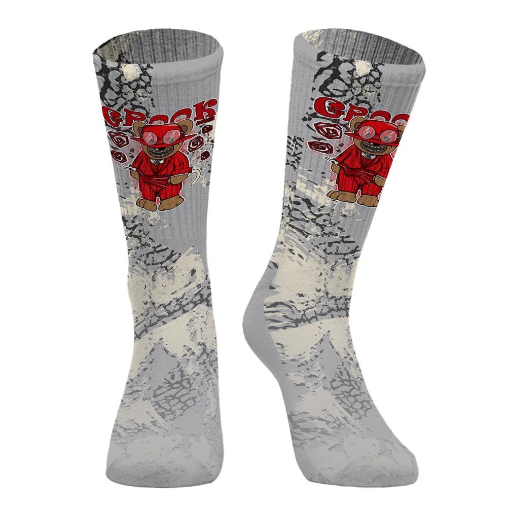 Sock To Match Cement Grey 3s - Swindler Bear Circle Slpash