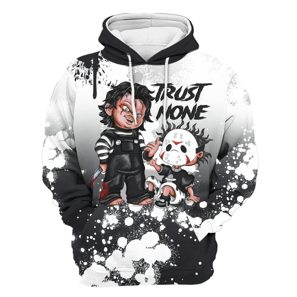 Hoodie To Match Black Patent Low 17s - Trust No One Scary All Over Print