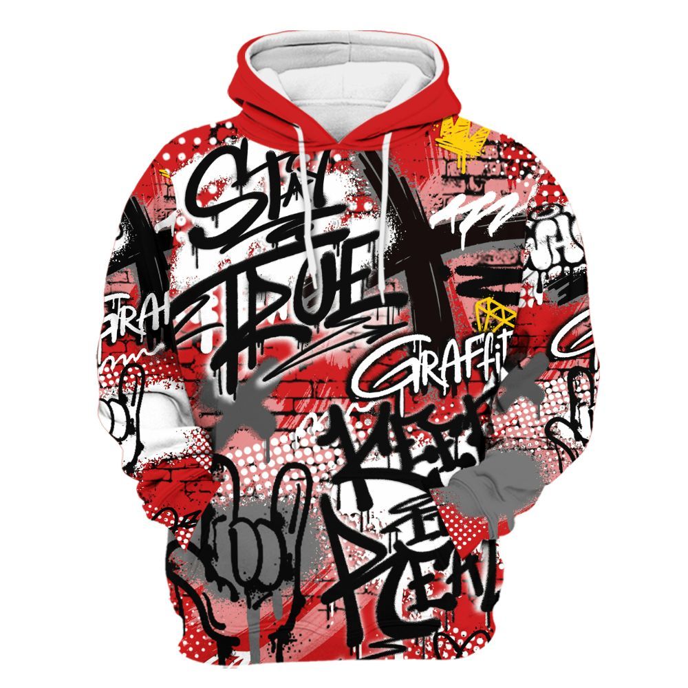 Hoodie To Match Low Bred 11s - True It Real Graffiti Streetwear All Over Print