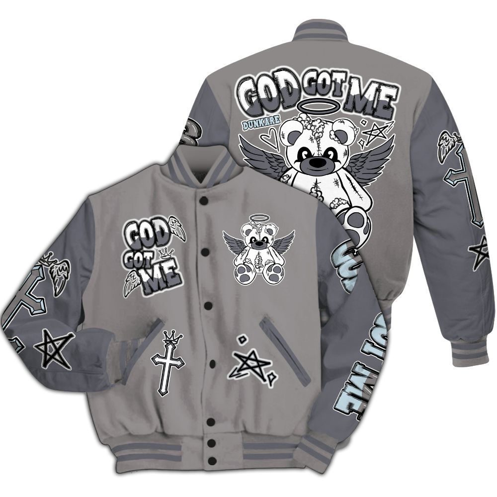 Varsity Jacket To Match Cool Grey 11s - Gods Guides Me Bear All Over Print