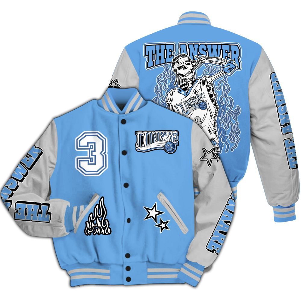 Varsity Jacket To Match University Blue 6s - Allen Answer Skeleton All Over Print