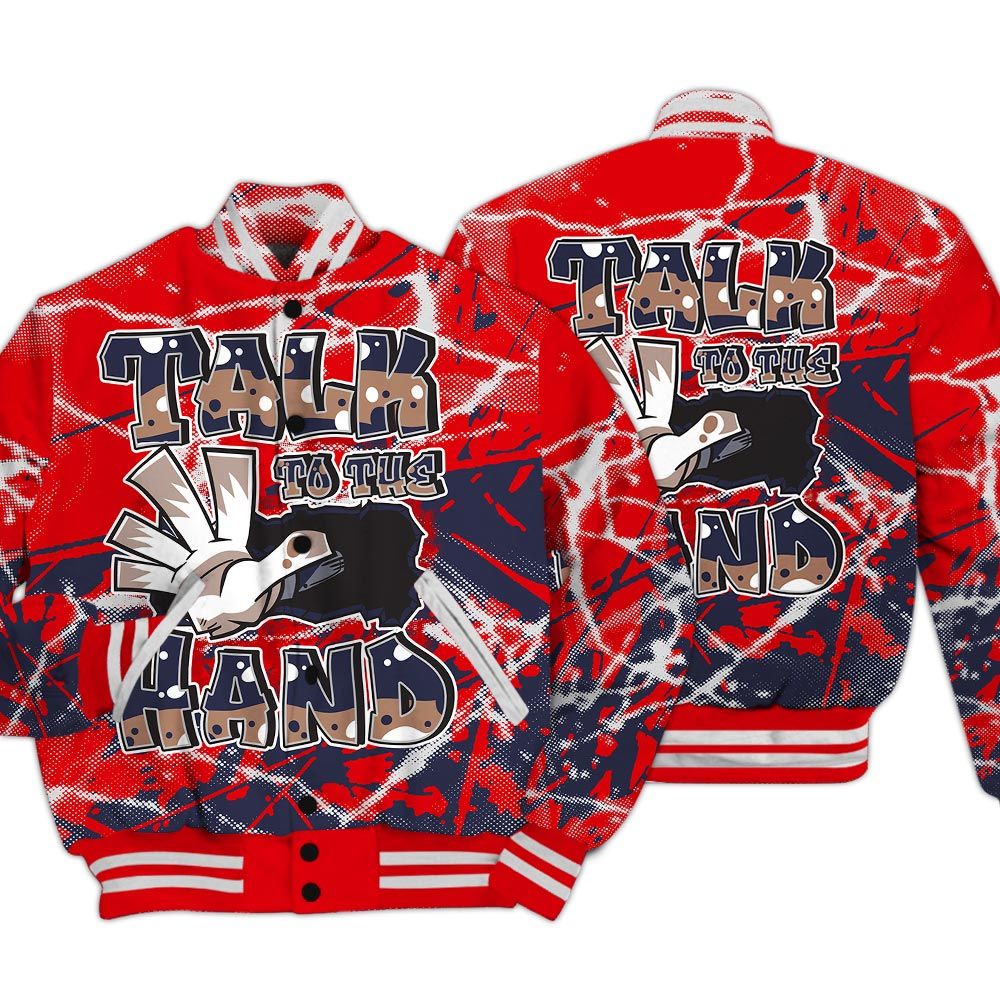 Varsity Jacket To Match Low OG Howard Bison 1s - Talk To Hand Profound Graphic Varsity Jacket Unisex