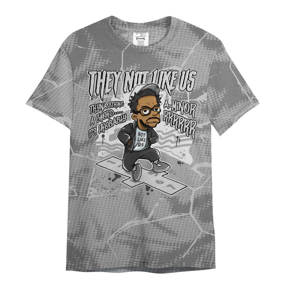 Shirt To Match Black Wolf Grey 12s - Hopscotch Dislike Us Graphic Crack All Over Print