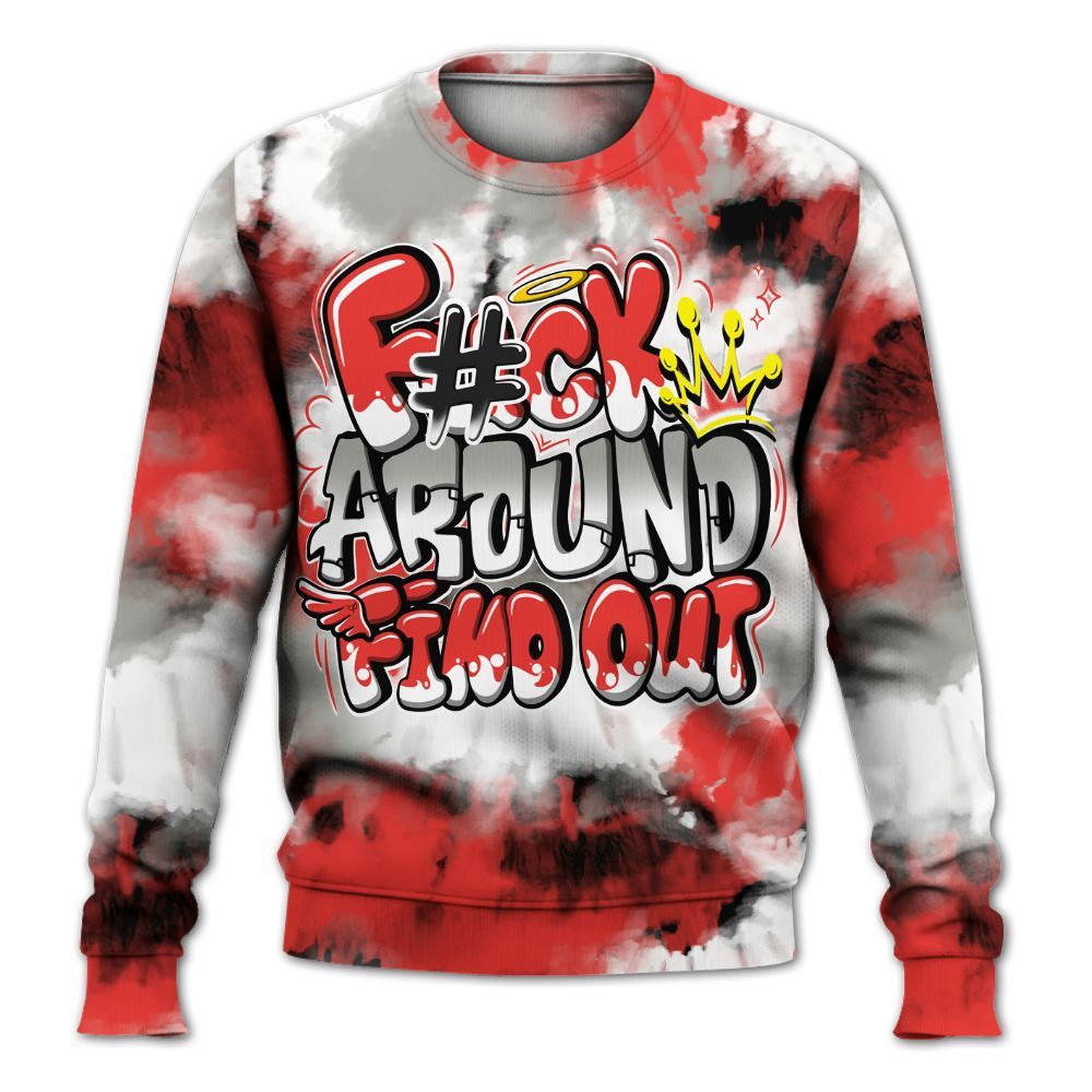 Sweatshirt To Match Vomero 5 Bright Crimson - Tie Dye FK Around Find Out All Over Print