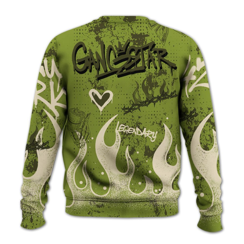 Sweatshirt To Match SB Dunk Low Asparagus - Lucky Money Paid In Full Graffiti All Over Print