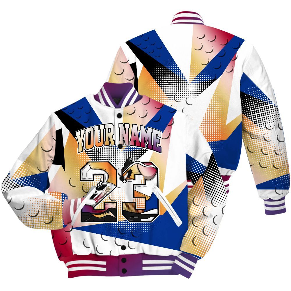 Varsity Jacket To Match Air Griffey Max Los Angeles 1s Shirt, Poly Custom Name Number 23 5s All Over Print