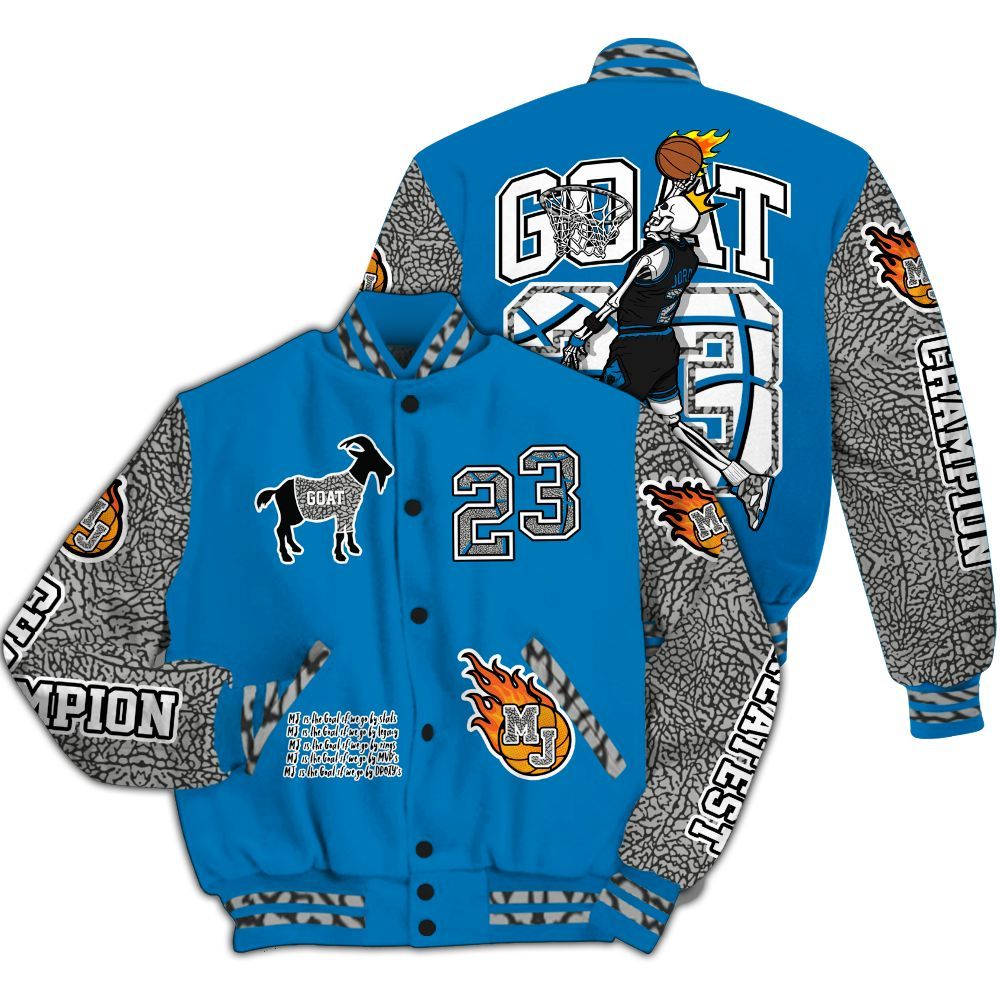 Varsity Jacket To Match Wizards 3s - 23 G.0.A.T Jump Up Basketball All Over Print