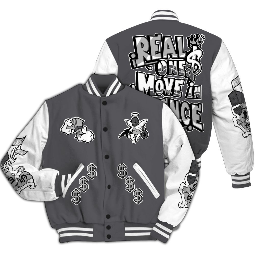 Varsity Jacket To Match White Thunder 4s - Ones Move In Silence Graphic All Over Print