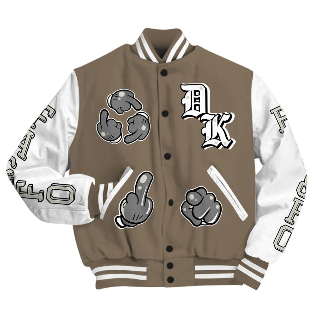 Varsity Jacket To Match Low OG Dark Mocha 1s - F Around Find Out Graphic All Over Print