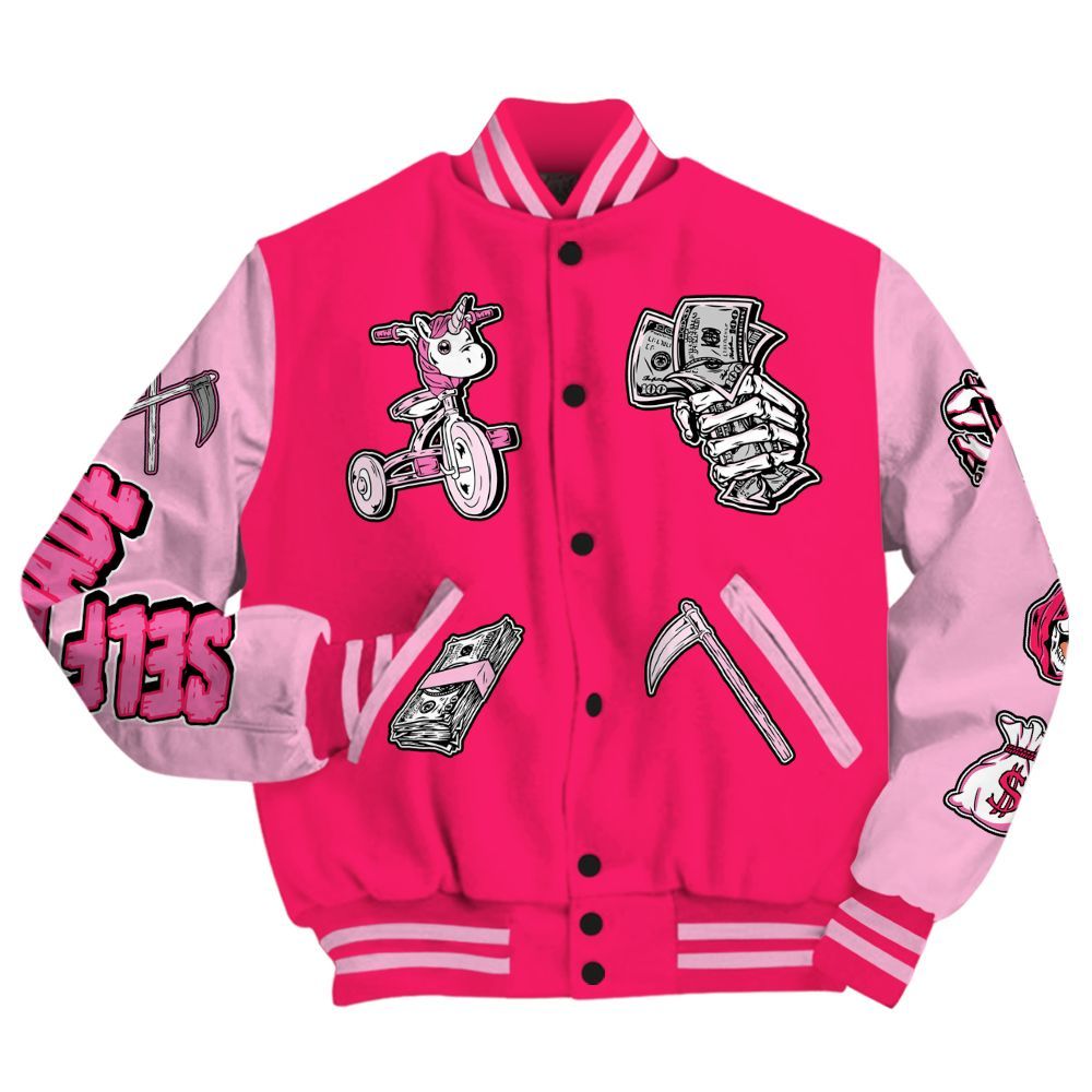 Varsity Jacket To Match Air VaporMax Plus Triple Pink - Self Make Skeleton All Over Print