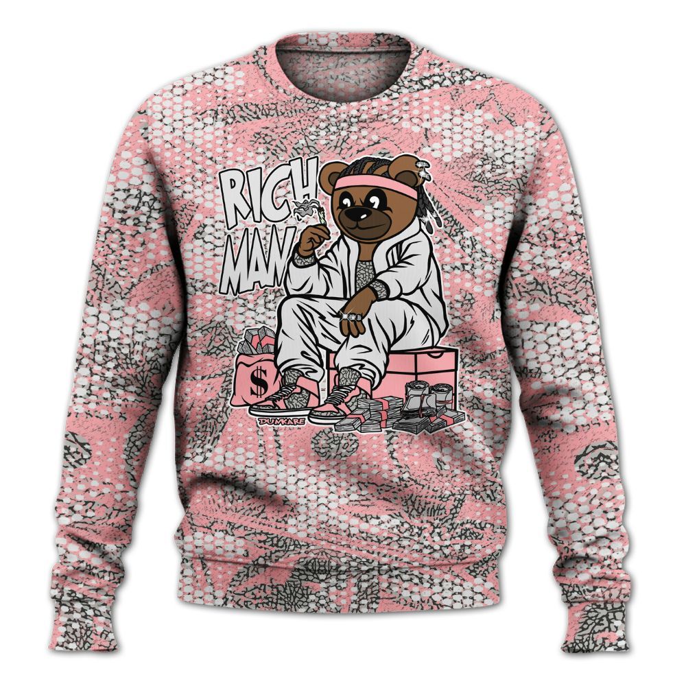 Sweatshirt To Match Retro Wings 3s - Rich Man Bear Banknotes Art All Over Print