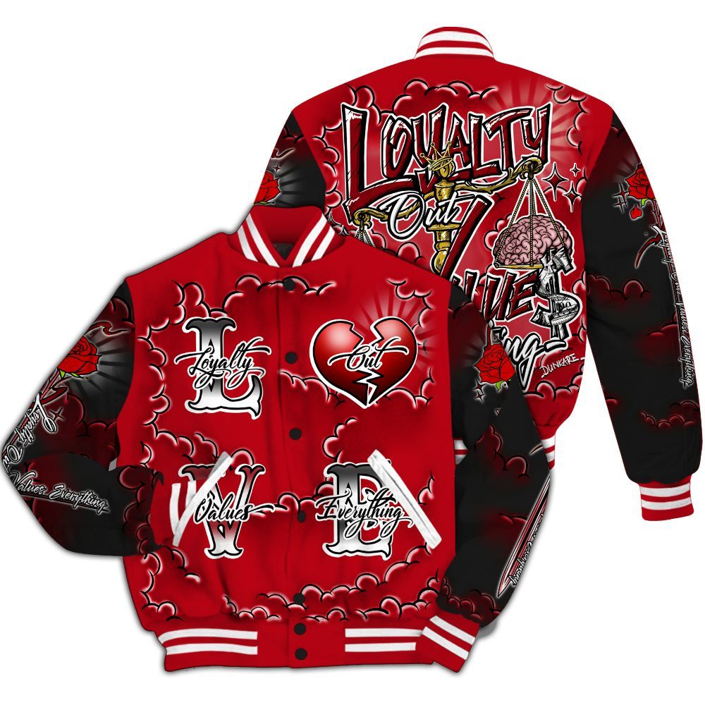 Varsity Jacket To Match Bred Velvet 11s - Loyalty Wins Everything All Over Print