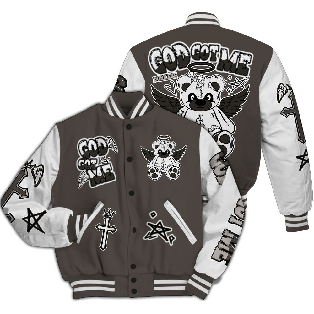 Varsity Jacket To Match Baroque Brown 12s - Gods Guides Me Bear All Over Print