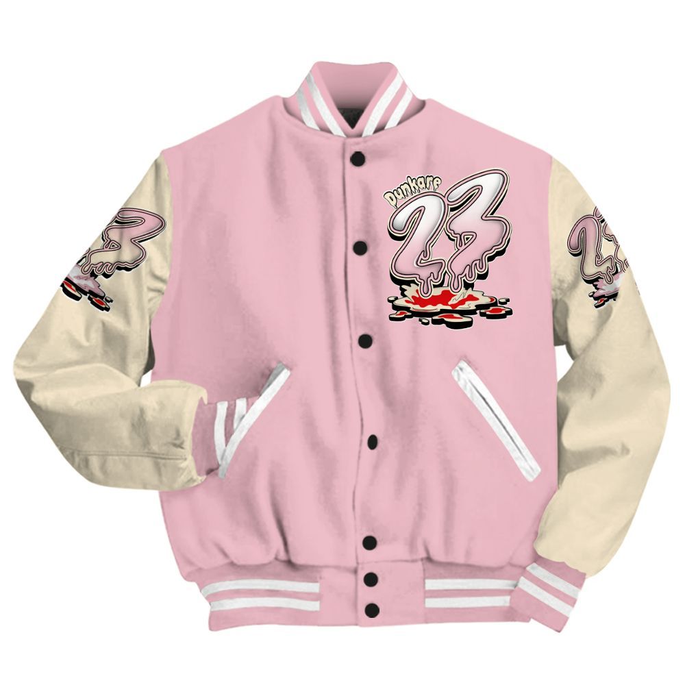 Varsity Jacket To Match Low OG Shy Pink 1s - Custom Name 23 Drip All Over Print