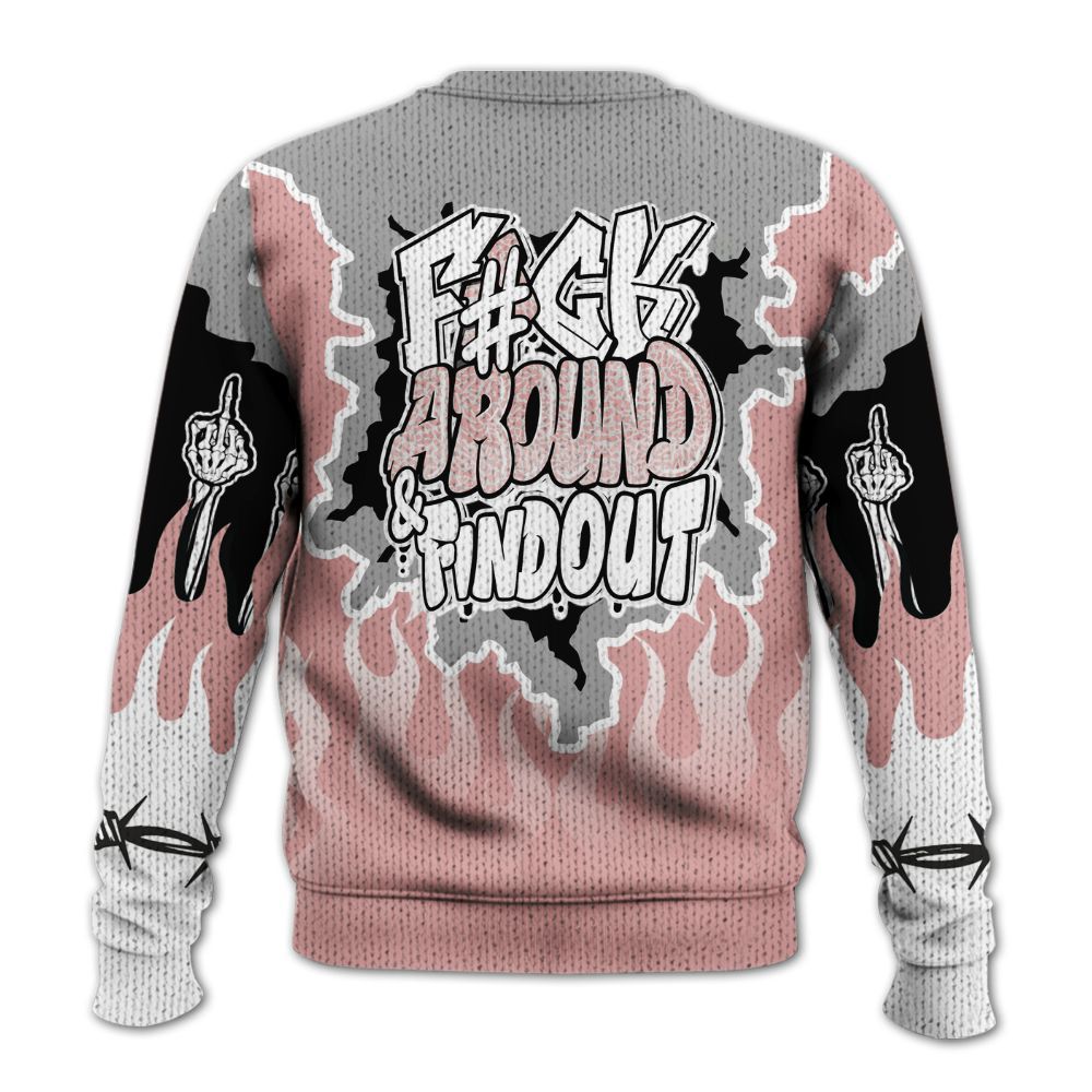 Knitted Sweater To Match Red Stardust 3s - F Around Find Out Graphic Trapped