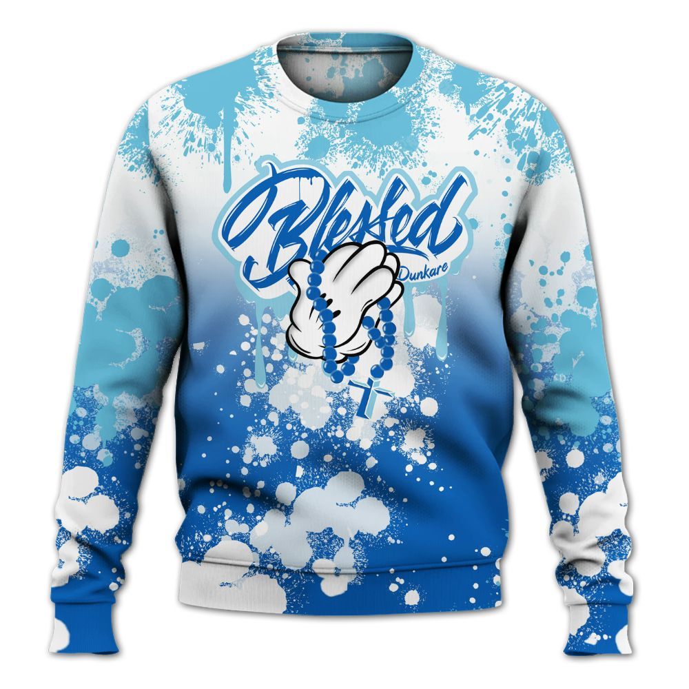 Sweatshirt To Match Dunk Low Argon - God Blessed Ink Drip All Over Print