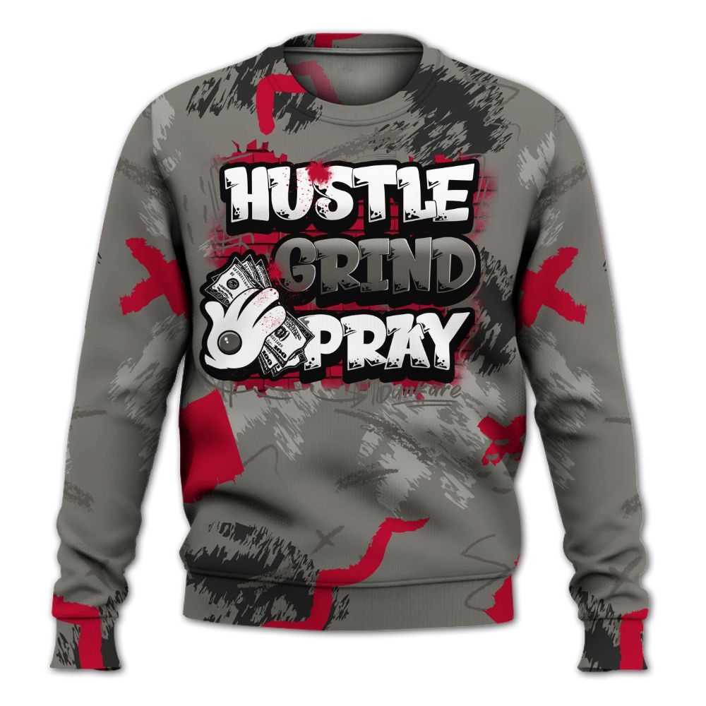 Sweatshirt To Match Shadow 2025 10s Shirt, Hustle Grind Pray Graphic Street Style All Over Print