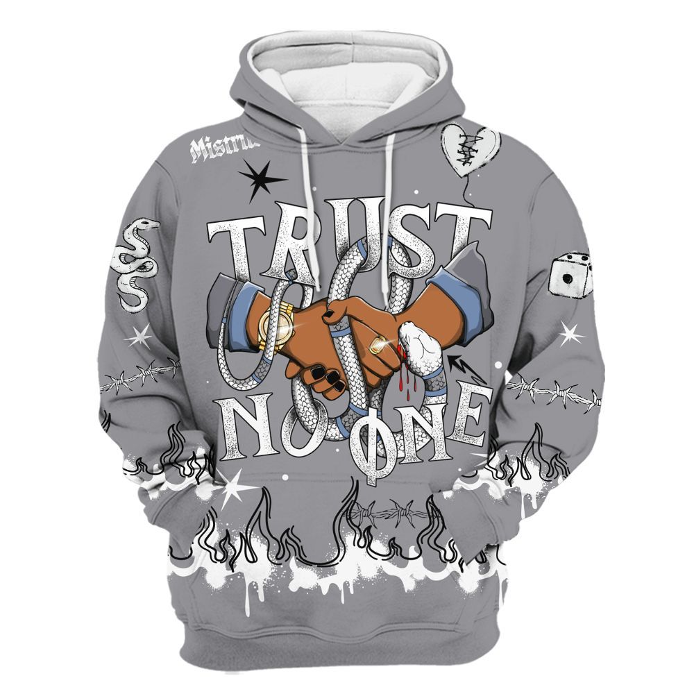 Hoodie To Match Cement Grey 11s - Trust No One Snake-Bite Doodle Crayon All Over Print