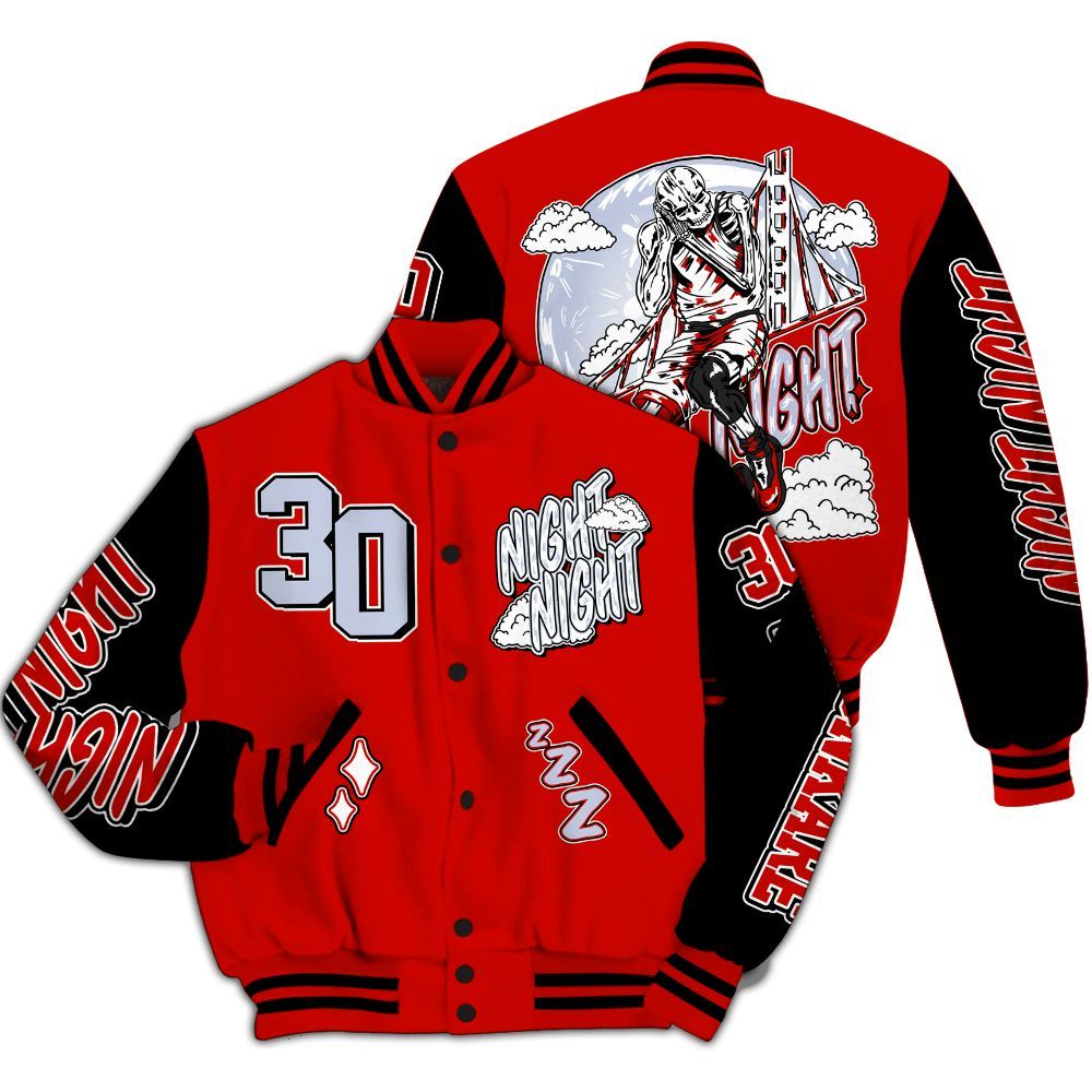Varsity Jacket To Match Fire Red 6s - Seeya Skeleton All Over Print
