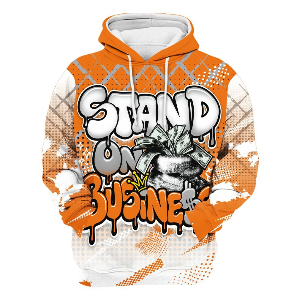 Hoodie To Match Orange Citrus 3s - Halftone Stand Business Dripping All Over Print