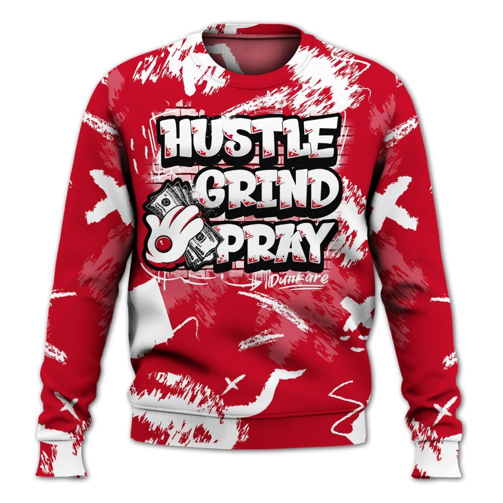 Sweatshirt To Match Cortez GS Valentine's Day - Hustle Grind Pray Retro All Over Print