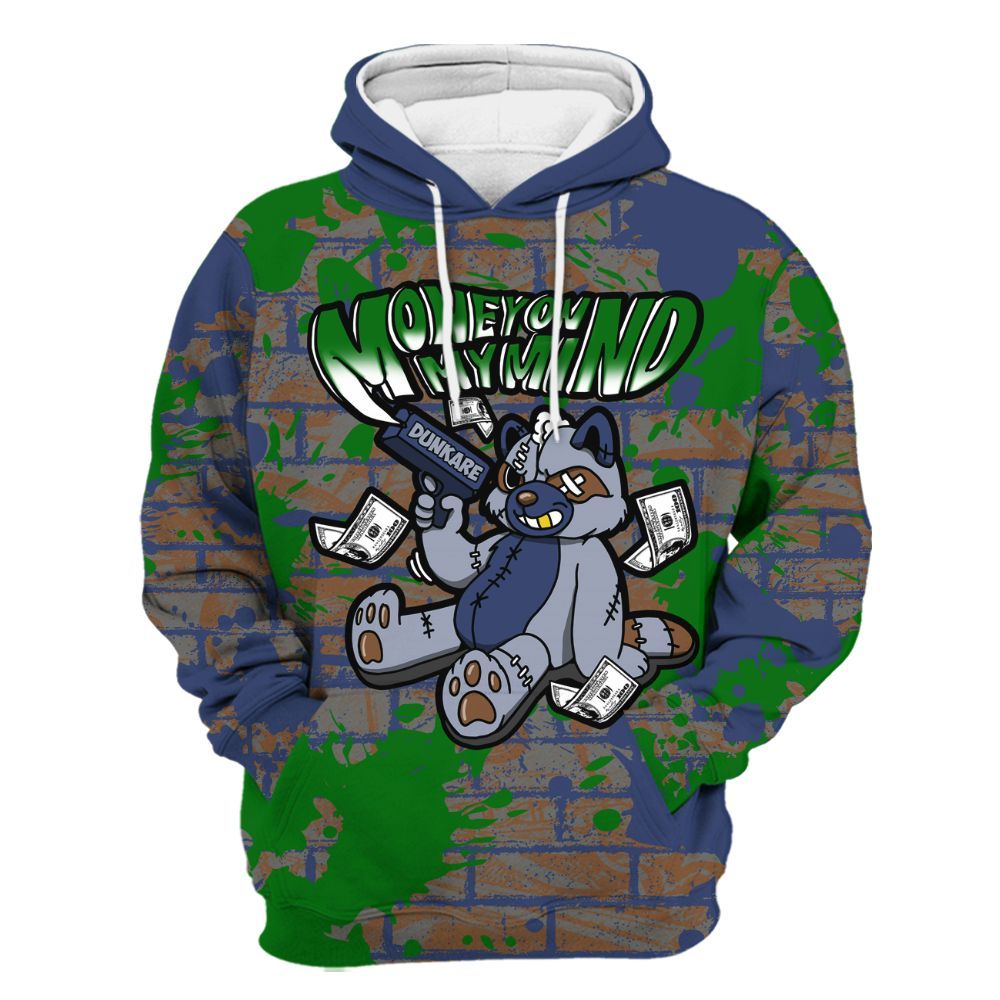 Hoodie To Match Midnight Navy 13s - Money On My Mind Raccoon Brick All Over Print