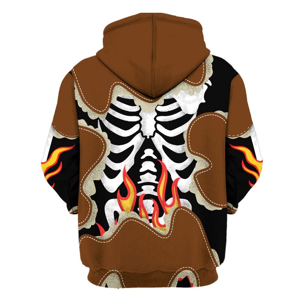 Hoodie To Match Archaeo Brown 5s - Skeleton Burning Heart Drip All Over Print
