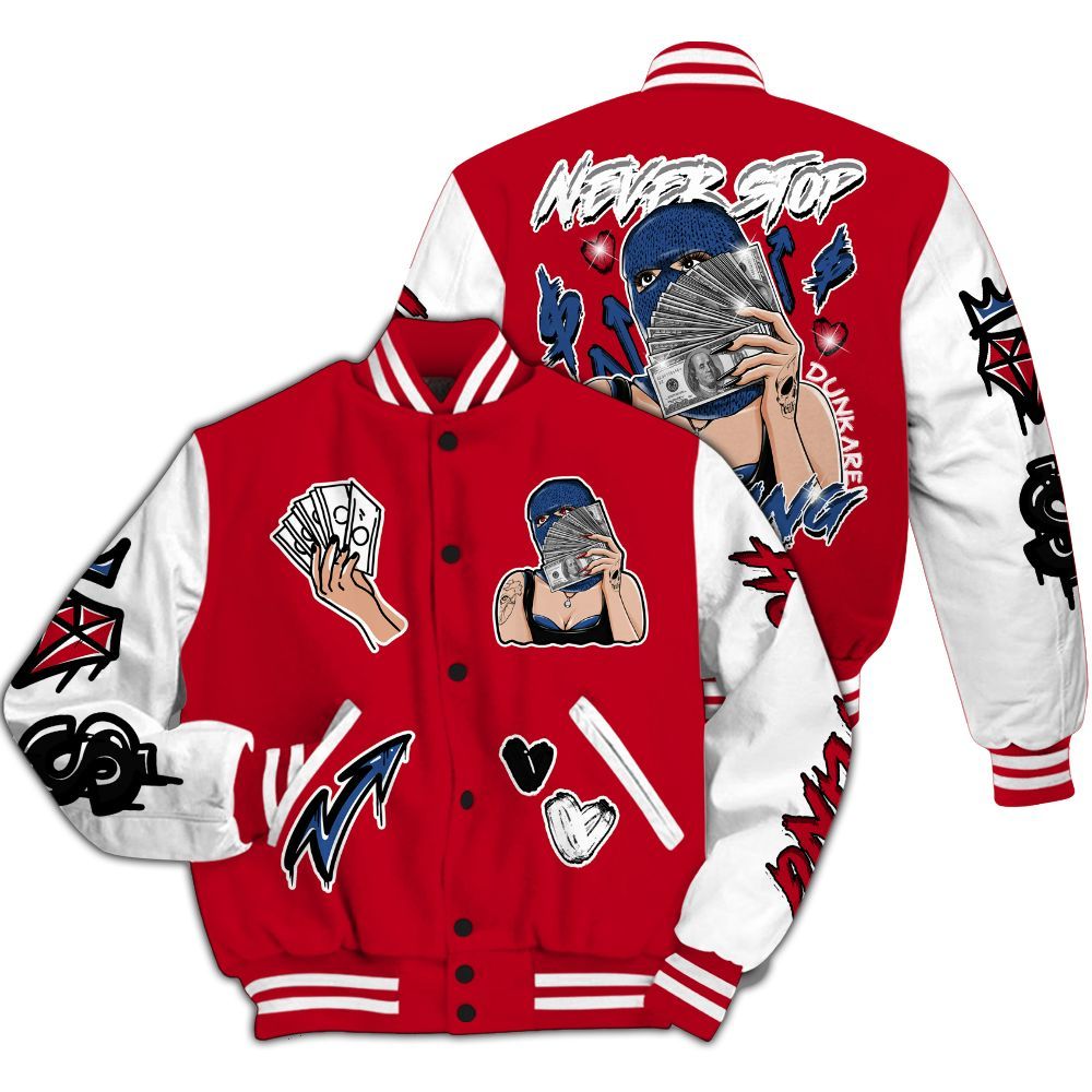 Varsity Jacket To Match Air Griffey Max Black Red Navy Blue 1s - Hustling Unique All Over Print