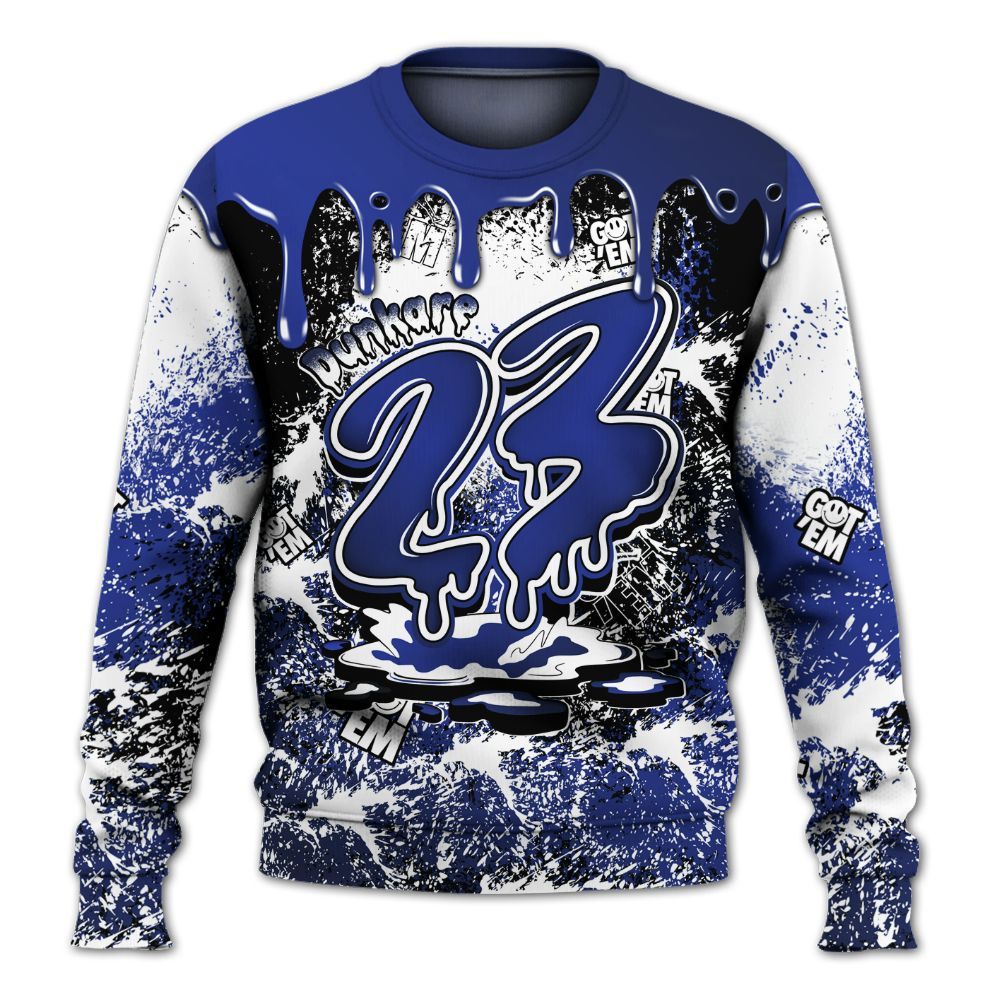 Sweatshirt To Match Air Max Plus Black Racer Blue - Dripping 23 Drip All Over Print