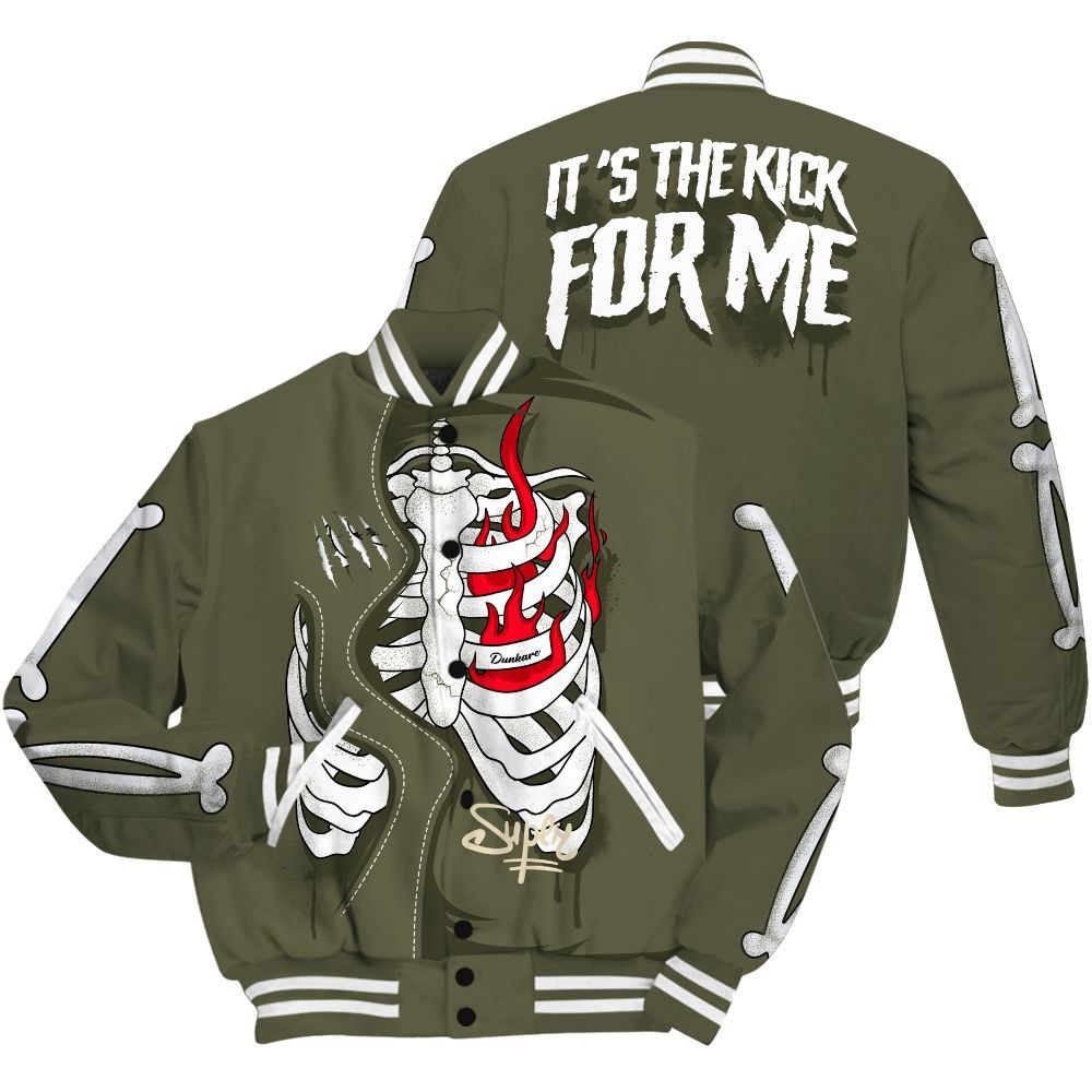 Varsity Jacket To Match Low OG Medium Olive 1s - It's The Kick For Me All Over Print