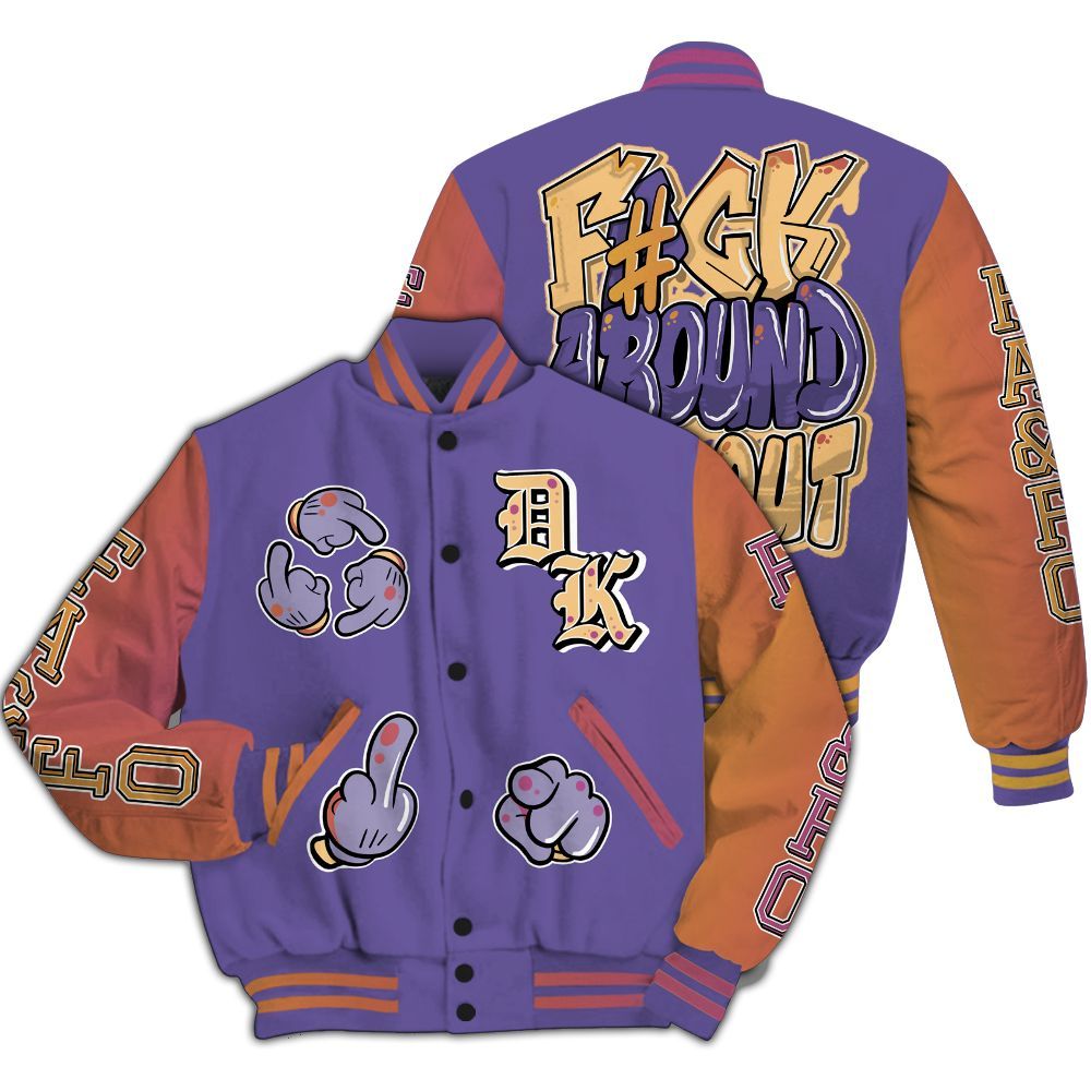 Varsity Jacket To Match Book Sunset 1s - F Around Find Out Graphic All Over Print