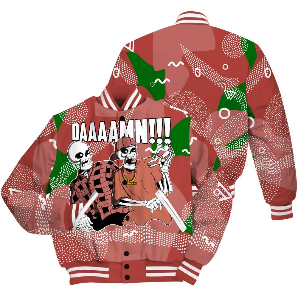 Varsity Jacket To Match Dune Red 13s - Graphic Meme Damnn All Over Print