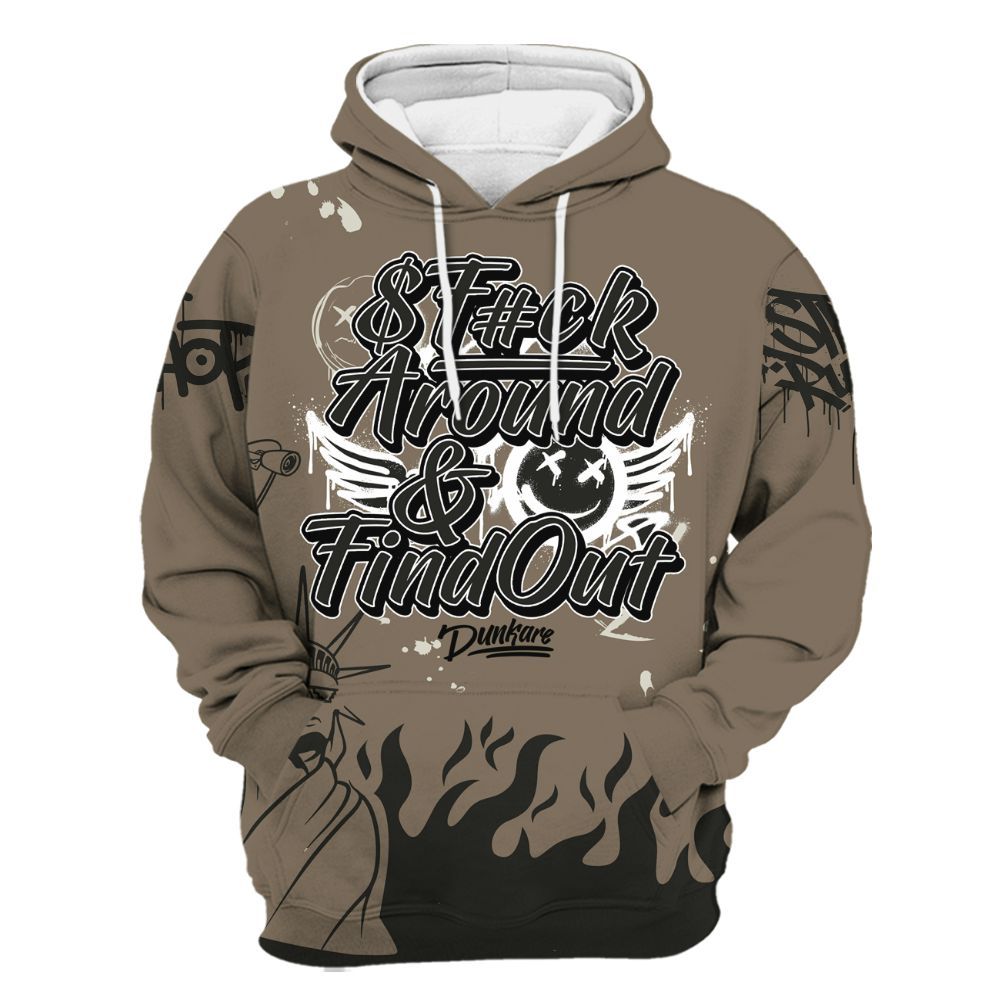 Hoodie To Match Low OG Dark Mocha 1s - Graphic Fck Around Find Out All Over Print