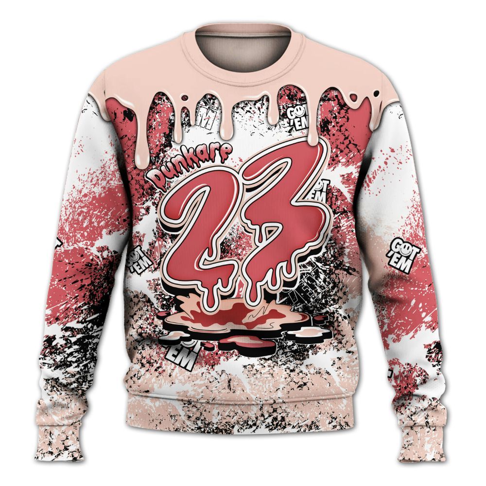 Sweatshirt To Match Washed Coral 2s Shirt, Dripping 23 Drip All Over Print