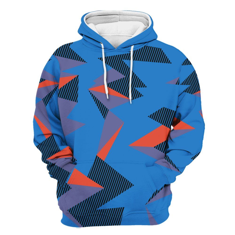 Hoodie To Match Hi-Res Blue 700s - Geometric Camouflage Pattern All Over Print