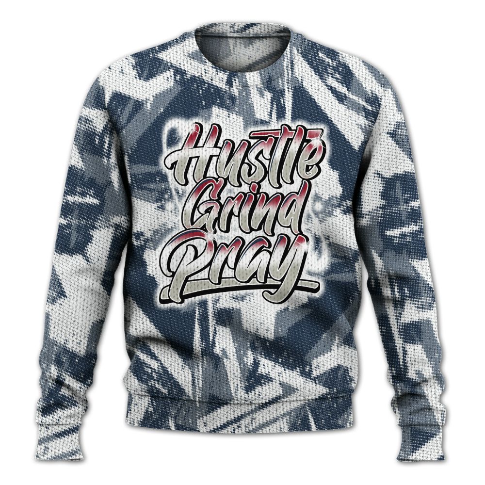 Knitted Sweater To Match White Midnight Navy 6s - Hustle An Halftone