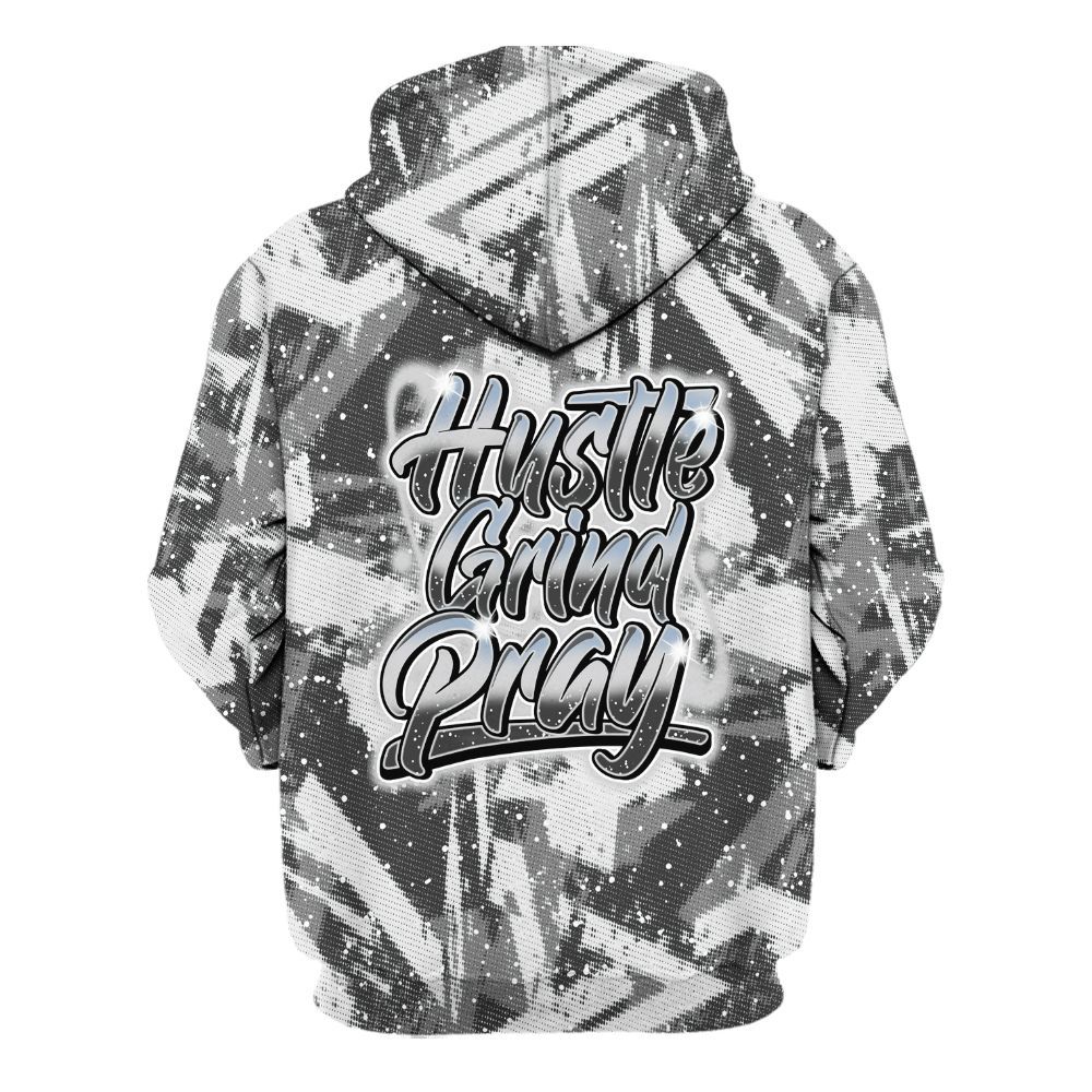 Hoodie To Match Reverse Black White 6s - Hustles And Prayer Graphic Halftone All Over Print