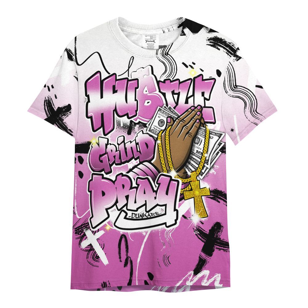 Shirt To Match Hyper Violet 4s - Money Hustle Grind Pray All Over Print