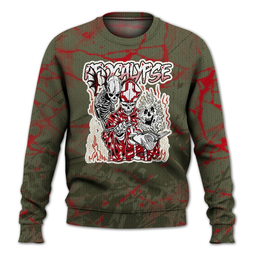Knitted Sweater To Match Travis Scott Low OG Medium Olive 1s - Apocalypse Skeleton Profound