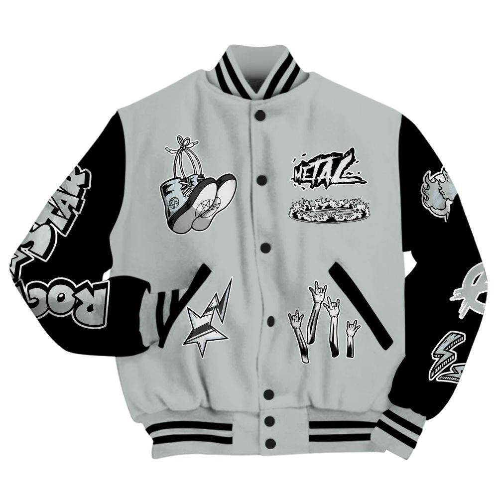 Varsity Jacket To Match Black Wolf Grey 12s - Punk Rock Raccoon All Over Print