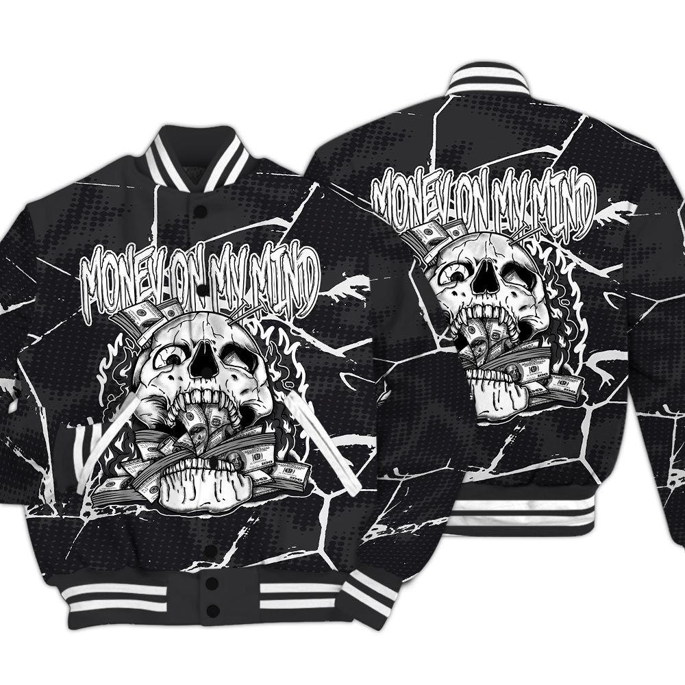 Varsity Jacket To Match White Thunder 4s - MOMM Skeleton Crack Varsity Jacket Unisex