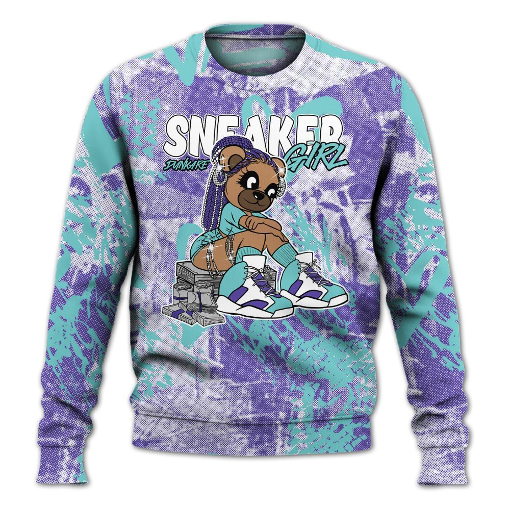 Sweatshirt To Match Low Hornets 1s - Sneaker Girl Bear Heart Grunge All Over Print