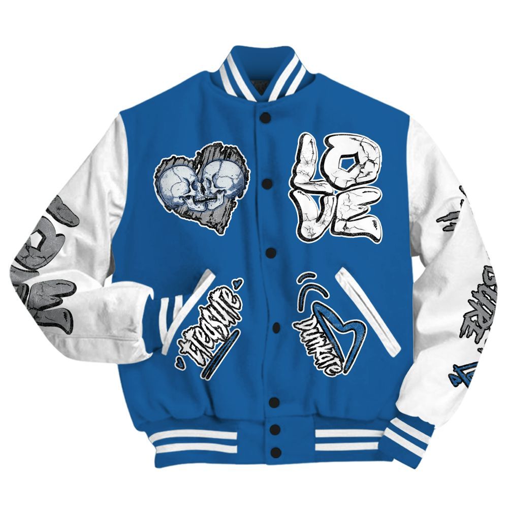 Varsity Jacket To Match French Blue 13s - Skull Bear All Over Print