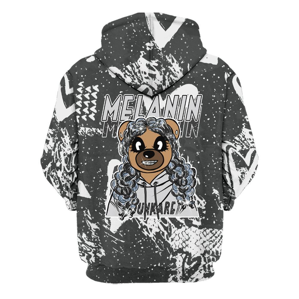 Hoodie To Match Reverse Black White 6s - Pigments Bear Heart Grunge All Over Print